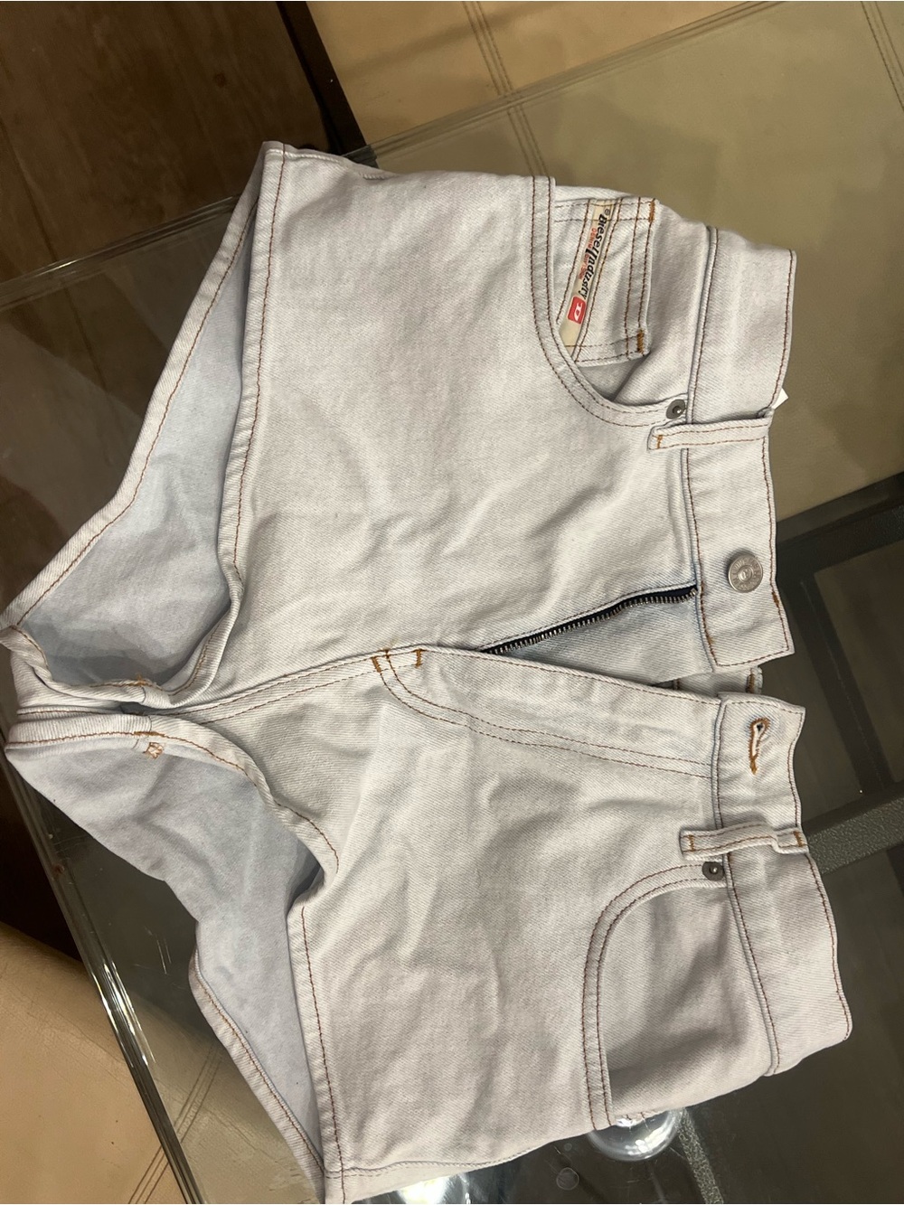 Diesel Light Wash White Denim Jean Shorts
